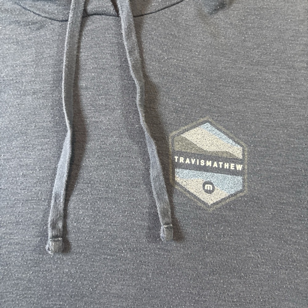 TravisMathew Pullover Hoodie Blue Solid Logo Drawstring Men's M Regular - Picture 2 of 6